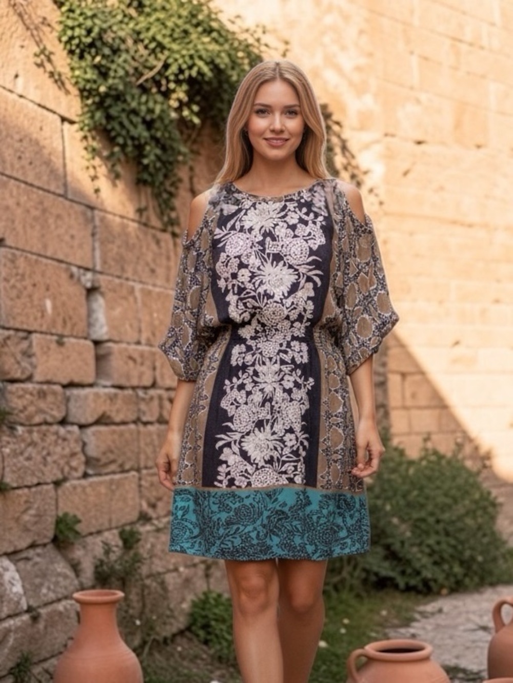 Angie butterfly floral scarf print dress s
